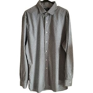 POLO Ralph Lauren Shirt Mens Black Checkered Slim Fit Preppy Size 17 1/2 44